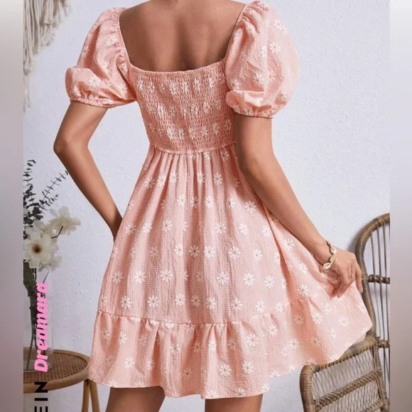 New Shein Floral Milkmaid Mini Dress - Picture 2 of 6